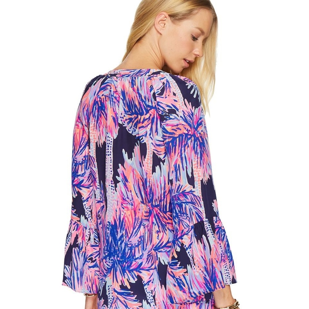 Lilly Pulitzer Matilda Silk Top Palms Up